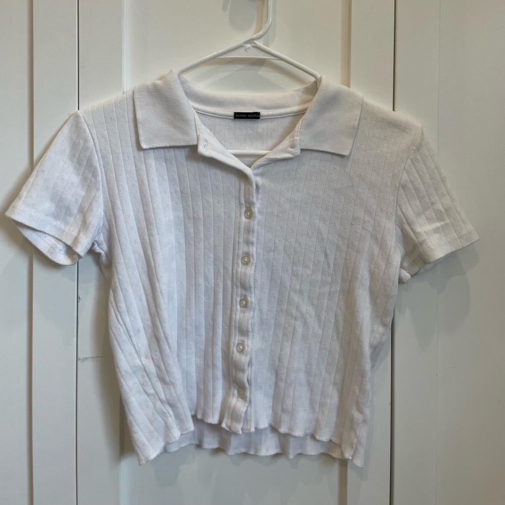 White cropped tee, Brandy Melville